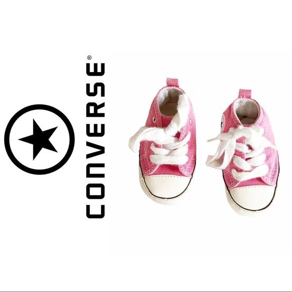 Converse Pink All Star Hi-Top Crib Shoe Sneakers, size 2 - Picture 1 of 6